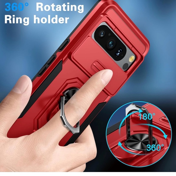 Google Pixel 8 Case, [Built-in Rotatable Kickstand Ring & Slide Camera Protector - Picture 5 of 11